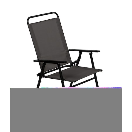 Living Accents Living Accents Black Steel Frame Sling Chair Gray FTS50BG-G